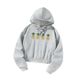 Maxbell Womens Crop Hoodie Sportswear Gray Hooded Pullover for Shopping Outdoor XXL Grey