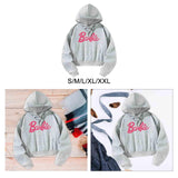 Maxbell Pullover Top Pink Letters Grey Athletic Cozy Spring Cloth Women Casual Hoodie S