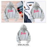 Maxbell Pullover Top Pink Letters Grey Athletic Cozy Spring Cloth Women Casual Hoodie S