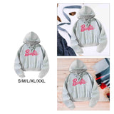 Maxbell Pullover Top Pink Letters Grey Athletic Cozy Spring Cloth Women Casual Hoodie S