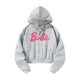 Maxbell Pullover Top Pink Letters Grey Athletic Cozy Spring Cloth Women Casual Hoodie S