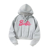 Maxbell Pullover Top Pink Letters Grey Athletic Cozy Spring Cloth Women Casual Hoodie S