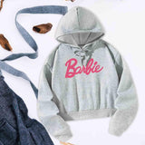Maxbell Pullover Top Pink Letters Grey Athletic Cozy Spring Cloth Women Casual Hoodie M