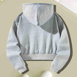 Maxbell Pullover Top Pink Letters Grey Athletic Cozy Spring Cloth Women Casual Hoodie L
