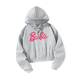 Maxbell Pullover Top Pink Letters Grey Athletic Cozy Spring Cloth Women Casual Hoodie XXL