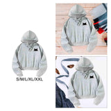 Maxbell Women Cropped Hoodie Casual Cat Graphic Stylish Streetwear Drawstring Hoodie S