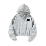 Maxbell Women Cropped Hoodie Casual Cat Graphic Stylish Streetwear Drawstring Hoodie XL