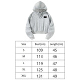Maxbell Women Cropped Hoodie Casual Cat Graphic Stylish Streetwear Drawstring Hoodie XXL