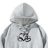 Maxbell Hooded Heart Printed Sweatshirt Pullover Tops for Travel Camping Backpacking S