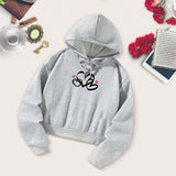 Maxbell Hooded Heart Printed Sweatshirt Pullover Tops for Travel Camping Backpacking S