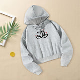 Maxbell Hooded Heart Printed Sweatshirt Pullover Tops for Travel Camping Backpacking S