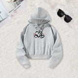 Maxbell Hooded Heart Printed Sweatshirt Pullover Tops for Travel Camping Backpacking S