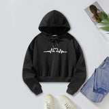 Maxbell Women Cropped Hoodie Fashion Streetwear Casual Fall Winter Hooded Sweatshirt S