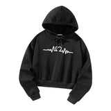 Maxbell Women Cropped Hoodie Fashion Streetwear Casual Fall Winter Hooded Sweatshirt M