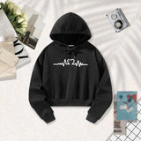 Maxbell Women Cropped Hoodie Fashion Streetwear Casual Fall Winter Hooded Sweatshirt M