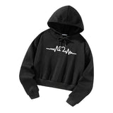 Maxbell Women Cropped Hoodie Fashion Streetwear Casual Fall Winter Hooded Sweatshirt L