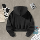 Maxbell Women Cropped Hoodie Fashion Streetwear Casual Fall Winter Hooded Sweatshirt XL