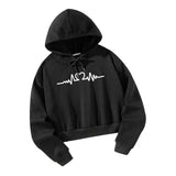 Maxbell Women Cropped Hoodie Fashion Streetwear Casual Fall Winter Hooded Sweatshirt XXL