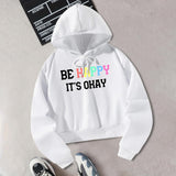 Maxbell Womens Hoodie Sweatshirt Letter Pattern Outfit Fashionable Drawstring Hoodie M