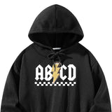 Maxbell Womens Crop Hoodie Clothing Simple Loose Fit Letter Printed Sportswear Black XL