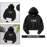 Maxbell Womens Crop Top Hoodie Sweatshirt Activewear for Fishing Work Shopping S Black