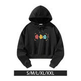 Maxbell Womens Crop Top Hoodie Sweatshirt Activewear for Fishing Work Shopping S Black