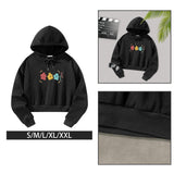 Maxbell Womens Crop Top Hoodie Sweatshirt Activewear for Fishing Work Shopping S Black