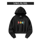 Maxbell Womens Crop Top Hoodie Sweatshirt Activewear for Fishing Work Shopping S Black