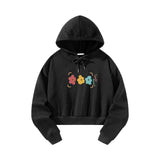 Maxbell Womens Crop Top Hoodie Sweatshirt Activewear for Fishing Work Shopping L Black