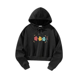 Maxbell Womens Crop Top Hoodie Sweatshirt Activewear for Fishing Work Shopping L Black