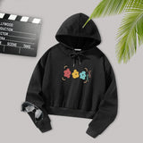 Maxbell Womens Crop Top Hoodie Sweatshirt Activewear for Fishing Work Shopping XL Black