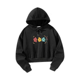 Maxbell Womens Crop Top Hoodie Sweatshirt Activewear for Fishing Work Shopping XXL Black