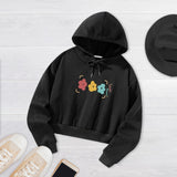 Maxbell Womens Crop Top Hoodie Sweatshirt Activewear for Fishing Work Shopping XXL Black