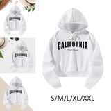 Maxbell Womens Hoodie Sweatshirt Letter Printed Outfit Fashionable Drawstring Hoodie S