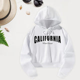 Maxbell Womens Hoodie Sweatshirt Letter Printed Outfit Fashionable Drawstring Hoodie M