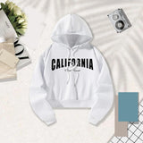 Maxbell Womens Hoodie Sweatshirt Letter Printed Outfit Fashionable Drawstring Hoodie L