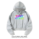 Maxbell Women Crop Top Hoodie Activewear Spring Autumn Comfortable Hooded Sweatshirt S