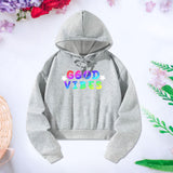 Maxbell Women Crop Top Hoodie Activewear Spring Autumn Comfortable Hooded Sweatshirt L