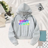 Maxbell Women Crop Top Hoodie Activewear Spring Autumn Comfortable Hooded Sweatshirt L