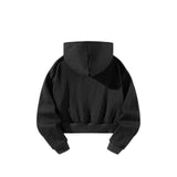 Maxbell Women's Crop Top Hoodie Sweatshirt Black Clothing for Work Office Daily Wear M Black