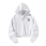 Maxbell Women's Crop Hoodie Sweatshirt White Trendy for Daily Wear Shopping Vacation S White