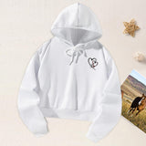 Maxbell Women's Crop Hoodie Sweatshirt White Trendy for Daily Wear Shopping Vacation S White