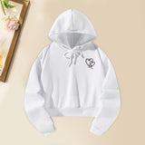 Maxbell Women's Crop Hoodie Sweatshirt White Trendy for Daily Wear Shopping Vacation S White