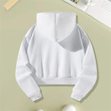 Maxbell Women's Crop Hoodie Sweatshirt White Trendy for Daily Wear Shopping Vacation XL White