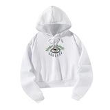 Maxbell Women Hoodie Crop Top Graphic Print for Fall Winter Trendy Hooded Sweatshirt S