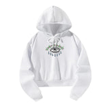 Maxbell Women Hoodie Crop Top Graphic Print for Fall Winter Trendy Hooded Sweatshirt S