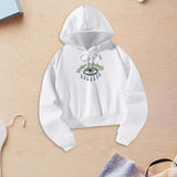 Maxbell Women Hoodie Crop Top Graphic Print for Fall Winter Trendy Hooded Sweatshirt S