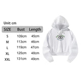 Maxbell Women Hoodie Crop Top Graphic Print for Fall Winter Trendy Hooded Sweatshirt M