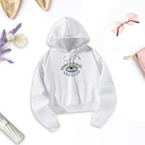 Maxbell Women Hoodie Crop Top Graphic Print for Fall Winter Trendy Hooded Sweatshirt M