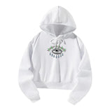 Maxbell Women Hoodie Crop Top Graphic Print for Fall Winter Trendy Hooded Sweatshirt L